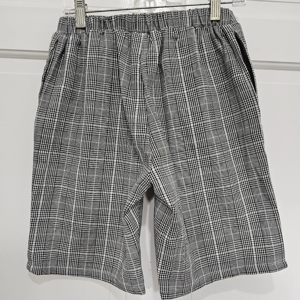 SHEIN Kids FANZEY Boys Bow Front Shirt & Plaid Print Shorts Size 10Y